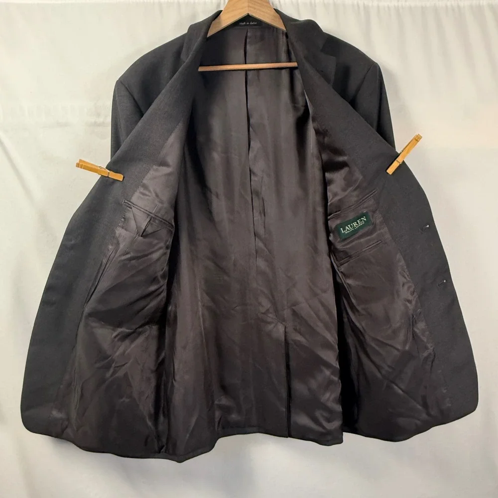 Lauren Ralph Lauren Charcoal Grey Wool Blazer Worsted Sport Coat Jacket Mens 44R
